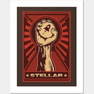 STELLAR LUMENS HODL: Propaganda style triumphant fist clutching a Stellar Lumens coin Posters and Art